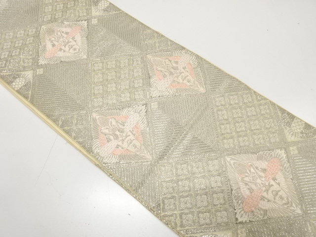 JAPANESE KIMONO / ANTIQUE FUKURO OBI / SILK / WOVEN CRANES